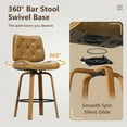 thumbnail image 5 of Ninecer Counter Height Bar Stools Set of 2, 26 Inch Swivel BarStools with Curved Bentwood Backrest, PU Leather Bar Chairs with Footrest, Mid Century Modern Bar Chair for Home Kitchen Island, Brown, 5 of 8