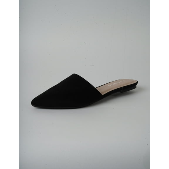 J. Adams Lennox Mules for Women - Black Vegan Leather Pointed Toe Slides