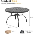 thumbnail image 4 of CHINNLUU 47” Patio Outdoor Dining Table, Wood-Grain Patio Round Table with Umbrella Hole, All-Weather Metal Dining Table for Party, Lawn & Garden, 4 of 9