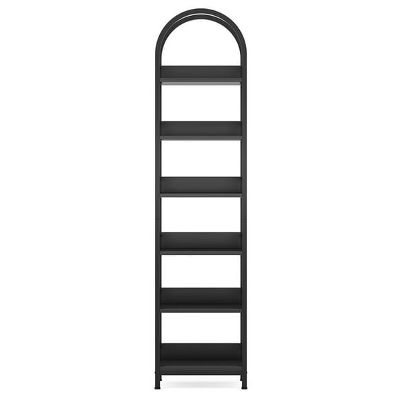 Barara King Bookshelf, Bookcase, Display Standing Shelf,6-Tier Bookshelf, 78.7" Narrow Bookcase Arched Display Shelf,Black