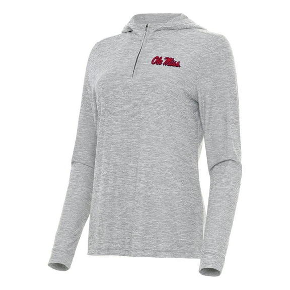 Women's Antigua  Heather Gray Ole Miss Rebels Daybreak Quarter-Zip Hoodie