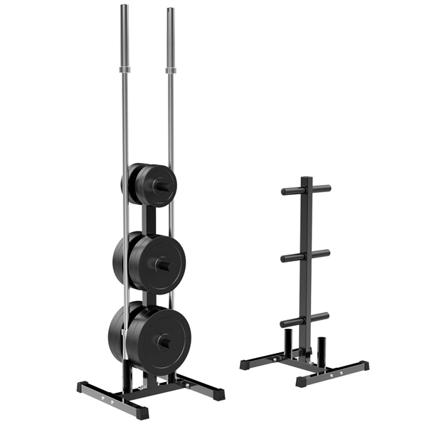 Bumper Plates Organizer Storage Stand for Home Garage /& Commercial Save Space JSQC Olympic Weight Plate Tree Rack /& 2 Barbell Bar Holder Vertical Storage Gym