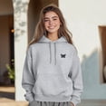 thumbnail image 4 of Dalix Butterfly Embroidery Relaxed Hoodie Soft Fleece Sweatshirt Drawcord Fit Lounge Womens in Heather Gray XL X-Large, 4 of 5
