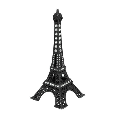 Unique Bargains Rhinestone Detail France Eiffel Tower Statue Model Ornament 5' Black