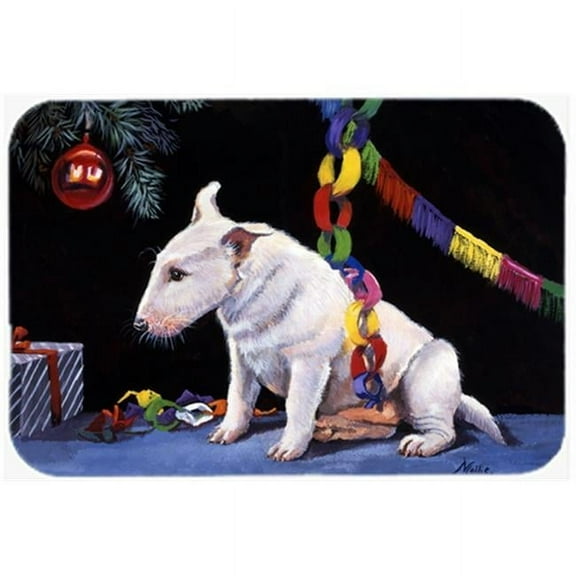 Bull Terrier Under the Christmas Tree Mouse Pad, Hot Pad or Trivet