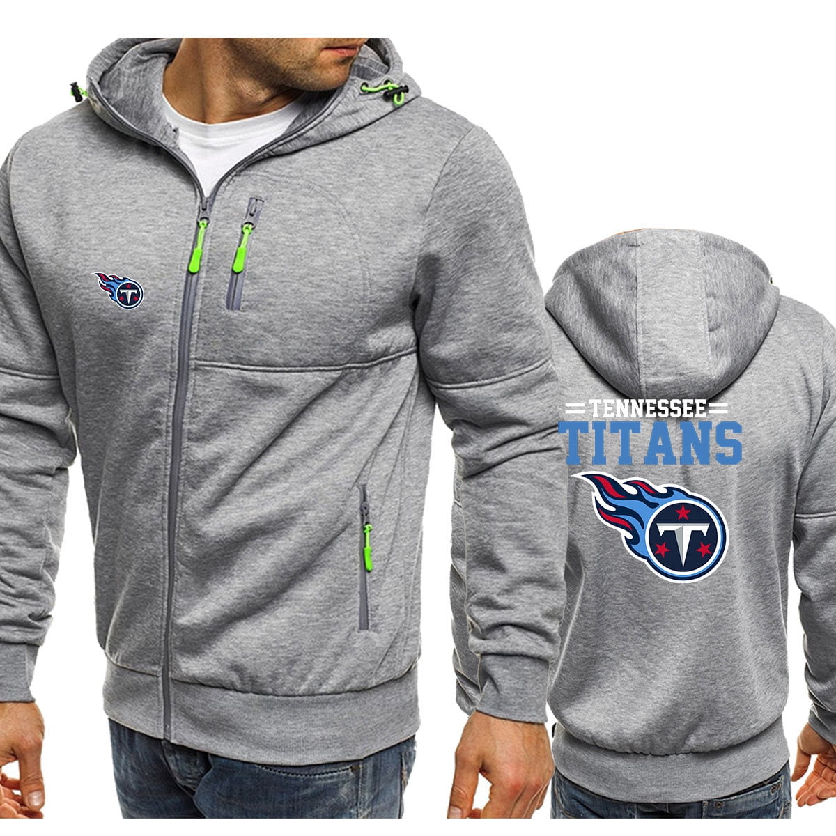 Tennessee Titans Hoodie Winter Fleece Coat Thicken Warm Jacket Zip Up Sweatshirt