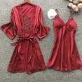 thumbnail image 2 of Women's Satin Robe Set 2 Piece Soft Pajamas Sets Cami Slip Dress Nightgown and Silk Robes Nightwear Lounge Wear, 2 of 3