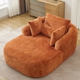thumbnail image 6 of Oversized Chaise Longue Chair Indoor, Modern Upholstered Chenille Deep Seat Sofa Bed with Throw Pillows and Armrests, Sleeper Sofa Couch for Living Room, Bedroom Apartment, 6 of 9