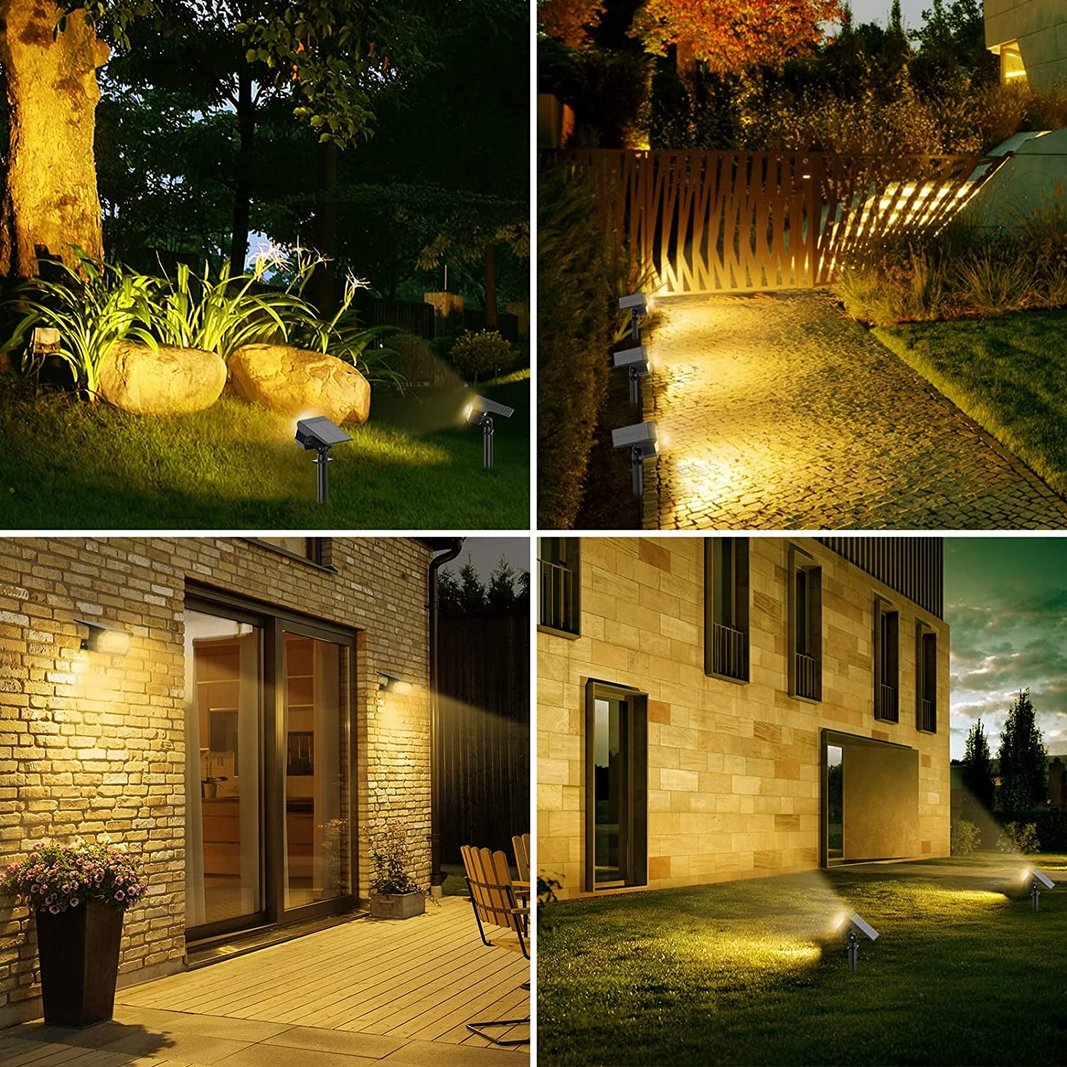 Solar Spot Lights Outdoor, [57 LED/4 Pack] Solar Lights Outdoor IP65 Waterproof, 3 Modes Solar Powered Landscape Spotlights for Garden Yard Outside Patio Pathway Pool(Warm White)