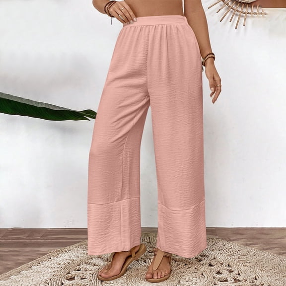 Aloohaidyvio Wide Leg Pants for Women Baggy Lightweight Palazzo Pants with Pockets Summer High Waist Flowy Casual Trousers