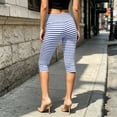 thumbnail image 5 of LIaqionyy Women Capri Pants Low Rise Lightweight Cropped Leggings Knee Length Striped Yoga Pant Workout Bottom, 5 of 7