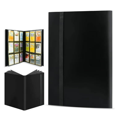 ACEUR Trading Card Binder with 360 Side Loading Pockets,9 Pockets Black Card Album Holder,High Qulity Card Folder for TGC,MTG, Baseball Cards, Yugioh