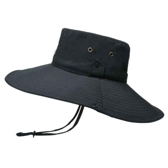 Men Sun Hat Wide Brim Breathable Mesh Drawstring Packable Windproof Sun Protection Quick Drying Summer Anti-uv Fisherman Cap Outdoor Supplies