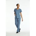 thumbnail image 1 of Elements Women's EL9945 Mock Wrap Scrub Top and Half-Elastic Waistband Scrub Pant Set Ceil Blue X-Small, 1 of 3