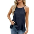 thumbnail image 1 of AherBiu Tank Tops for Women 2024 Flowy Loose Halter Neck Camisole Ruffle Sleeveless Cute Vacation Tops, 1 of 3