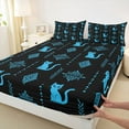thumbnail image 3 of Feelyou Western Aztec Damask Twin Sheet Sets, Cartoon Boho Cat Bedding, 3 Pieces, 3 of 7