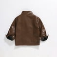 thumbnail image 5 of NAISIBABY Girls PU Leather Jacket, Stand-up Collar Zipper Long Sleeve Fashion Outwear Coat Brown 4T, 5 of 5