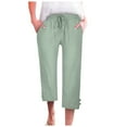 thumbnail image 1 of Women Fashion High Waisted Wide Leg Pants Drawstring Elastic Trousers Comfy Straight Leg Long Pants With Pockets, 1 of 6