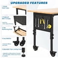 thumbnail image 4 of 2024 New 48" Heavy Duty Wood Work Bench, with Pegboard and Power Outlets, Adjustable Height, for Woodworking, Office, Workshop, 4 of 6