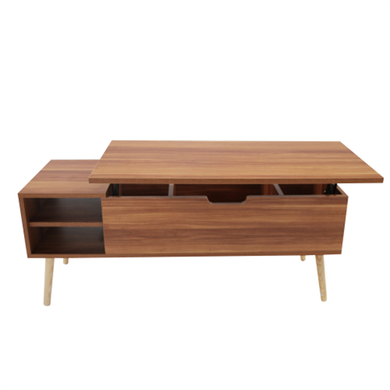 Coffee table, computer table, black, solid wood leg rest, large storage