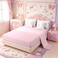 thumbnail image 3 of Manfei Pink Bowknot Ribbon 7 Pieces Full Size Bedding Sets,Dreamy Princess Bow Full Size Bed in a Bag,Pink Reversible, 3 of 7