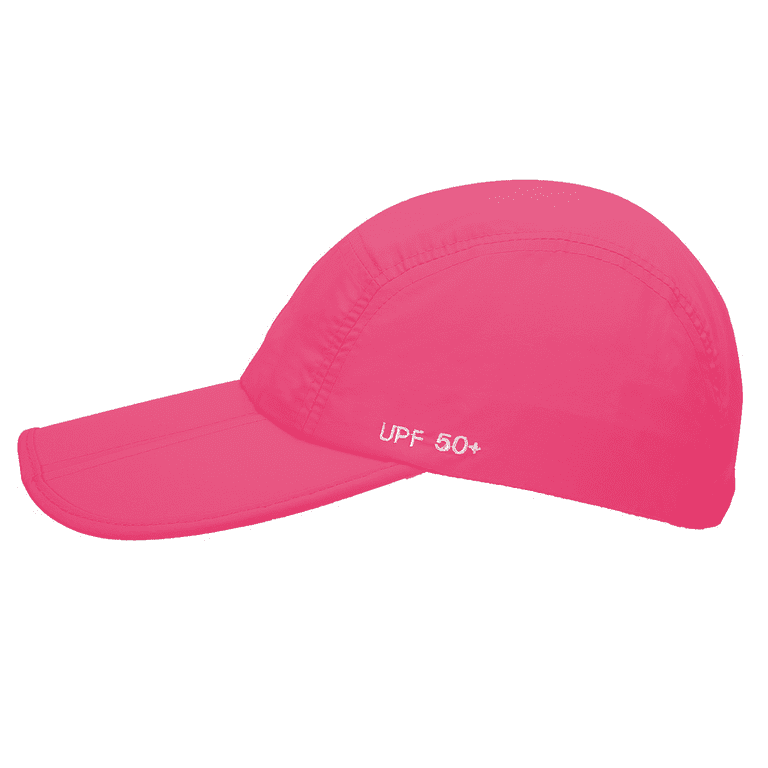 Unisex Foldable UPF 50 Quick Dry Baseball Cap with Long Bill Portable Sun Hats Hot Pink