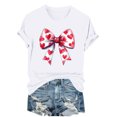 thumbnail image 3 of Wowcloth Woman's Short Sleeve T-Shirt, Valentine's Day Bow Design, Fashionable Printed Casual Top for Daily Wear and Valentine's Day, 3 of 6