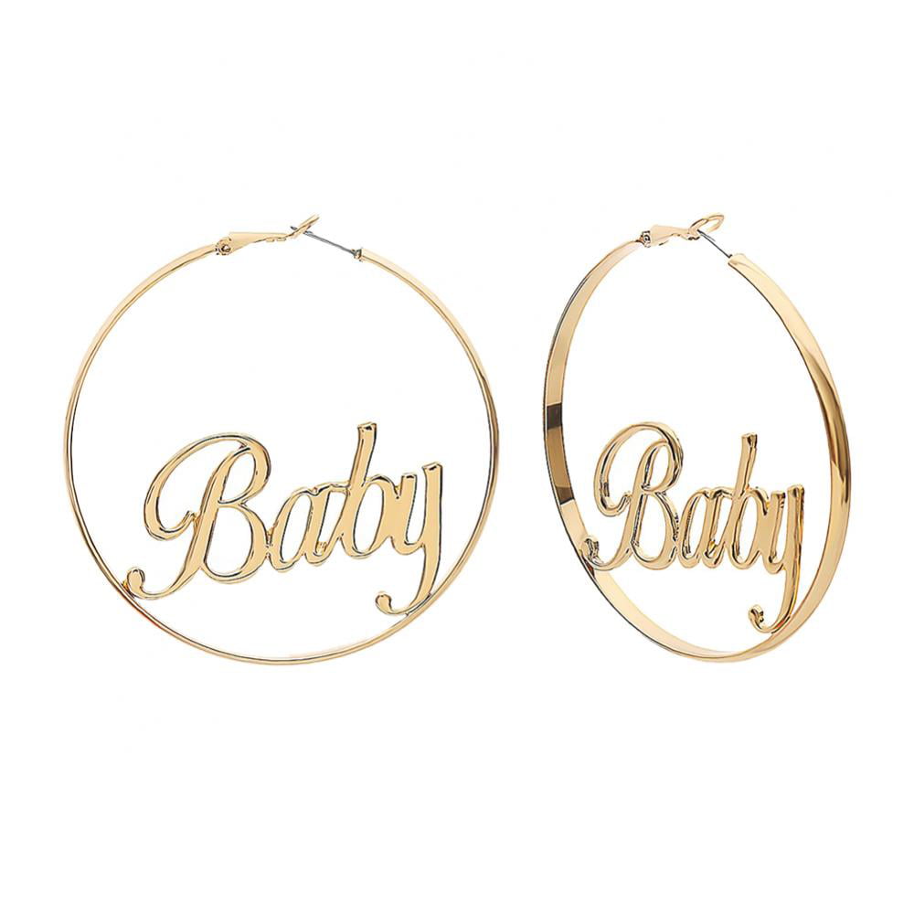 Exaggerated Gold Color Earring Jewelry Metal Alphabet Fashion Drop Earrings A