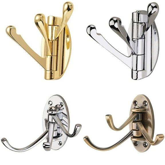 Raindrops Swivel Coat Hook Folding Solid Metal Heavy Duty Swing Arm Triple Hook Wall Mounted Hanger for Bathroom Kitchen Bedroom - Style A(Silver)