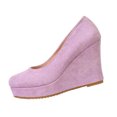 thumbnail image 2 of Willtoo Womens Platform Evening Suede Slip On Dress Solid Round Toe Wedge High Heel Pumps Shoes Light Purple, 2 of 3