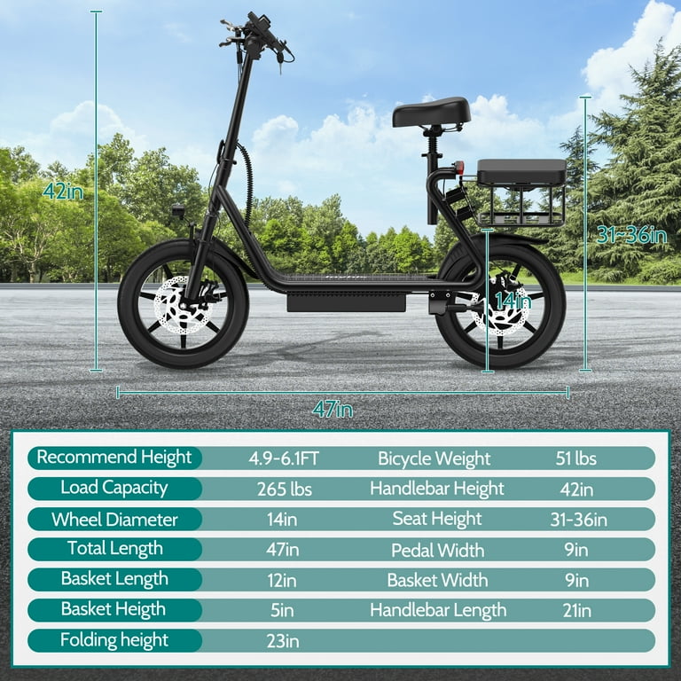 JOYHIS JH1 Electric Scooter with Seat for Adult, 20MPH Speed Power by 500W Motor, 48V/10.4Ah Wider Deck & Height Adujustable Seat with Carry Basket UL2272 Certified