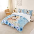 thumbnail image 3 of Erosebridal Teens Kids Cute Floral Rabbit Duvet Cover Set,Girls Blue Love Heart Flowers Animal Bedding Full,Ultra Soft Home Decor,3-Piece,No Comforter, 3 of 5
