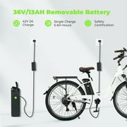 isinwheel 26'' Electric Bike for Adults, 350W Electric Cruiser Bicycle up to 45 Miles, Removeable Battery, 7-Speed and Shock Absorber Commuter E-Bike