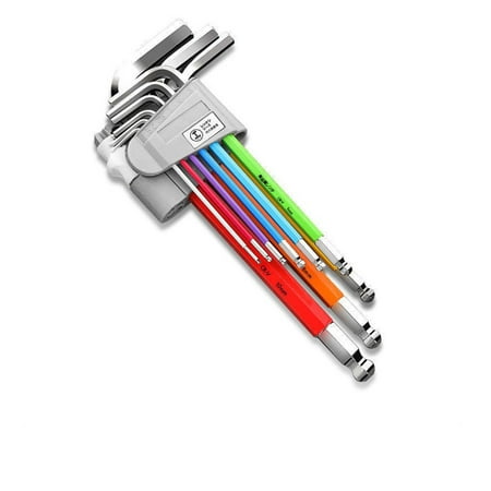 

Linyer 9pcs Allens Key Set Wear-resistant Lightweight Screwdriver Hexagon Spanner Exquisite High Hardness Ball Shaped Hand Tools