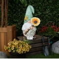 thumbnail image 6 of Alpine Corporation Gnome with Turquoise Hat Holding Sunflower Decor, 6 of 14