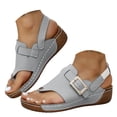 thumbnail image 3 of DAFEI Women's Summer Wedge Sandals Crystal Square Open Toe Flip Flops Versatile Casual Shoes, 3 of 8