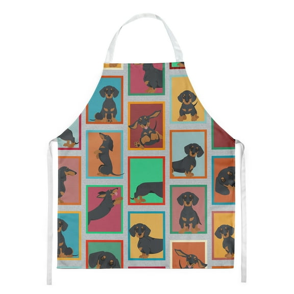 Lots of Black and Tan Dachshund Apron 27 in x 30 in