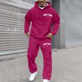 thumbnail image 2 of Men's City Letter Print Hoodie Set Oversized Multiple Fashion Styles Sweatsuits Comfort Soft Hoodies & Sweatpants Set (Hot Pink, XXL), 2 of 8