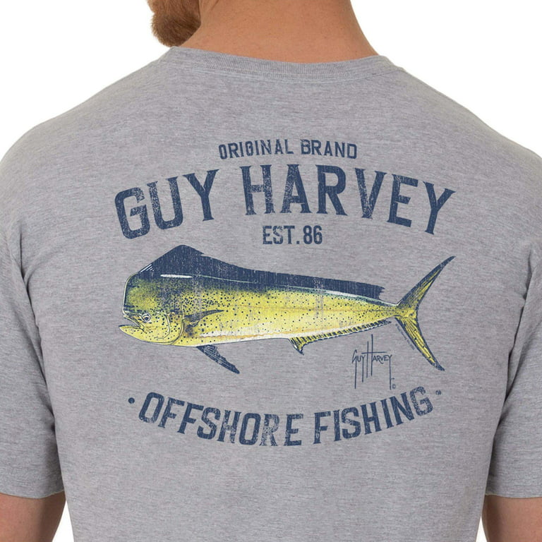 Guy Harvey | Men's Offshore Fishing Short Sleeve Pocket T-Shirt, Sport Grey Heather, XL