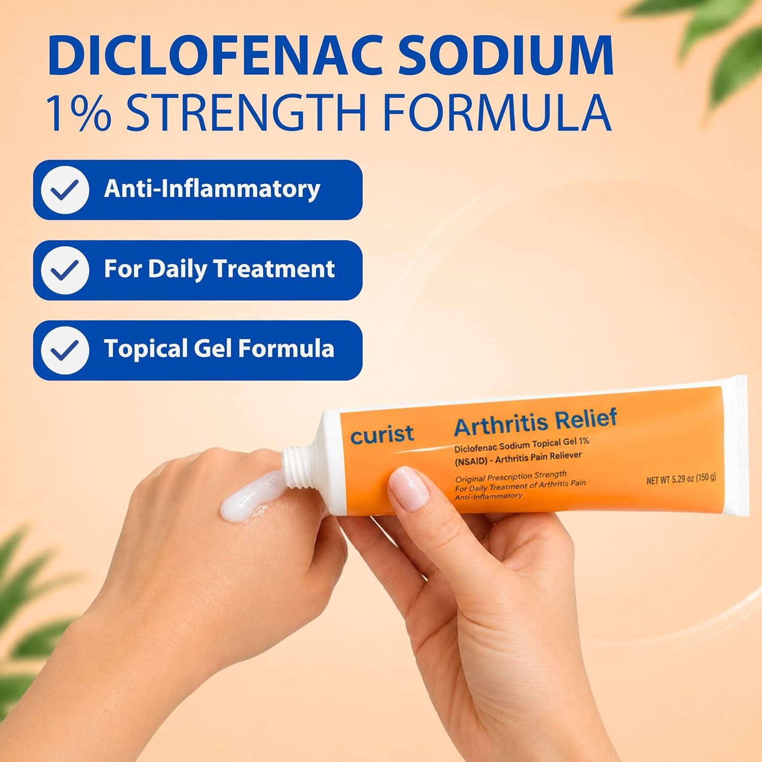 Curist Diclofenac Sodium Topical Gel 1% 5.29 oz (150 g) Arthritis Relief Diclofenac Cream 1% OTC