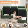 thumbnail image 3 of L Shaped Couch Set for Living Room, 4 Seat Storage Modular Sofa with Movable Ottoman, Chenille Dark Green, 3 of 7