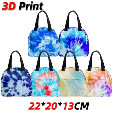 

Blue Tie-dye Insulated Dinner Lunch Box School Container Travel Lunch Bag for Women men Boys Girls Baby-A