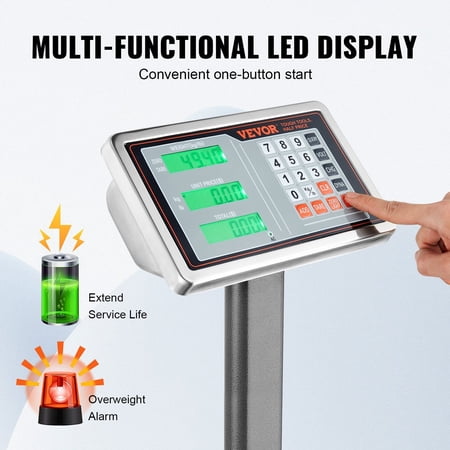 Commercial Digital Platform Scale 660 lbs Capacity 0.1 lbs Accuracy, Computing Floor Scale with LB/KG Conversion, Tare, Price Compute, Stainless Steel Display for Shipping Boxes Luggage, FCC Approved