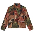 thumbnail image 4 of Jackets for Women Winter Coat Jackets Flannel Stand Collar Jacket(Leopards Jungle Lush Vibrant Pattern,Size:S-4XL), 4 of 7