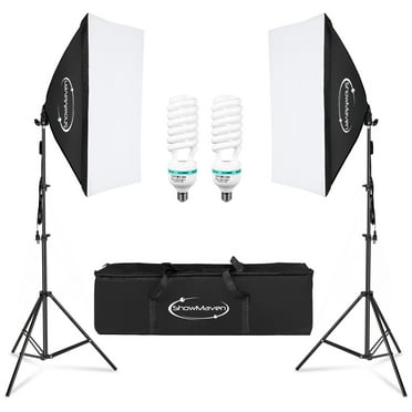 ShowMaven Softbox Lighting Kit, Studio Lights with 2 135W Bulbs 5500K Continuous Photography Lighting Kit
