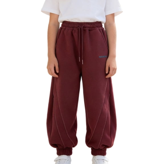 CPNG Girls Sweatpants Elastic High Waist Wide Leg Baggy Sweat Pants with Letter Embroidery Fashionable Casual Loose Jogger Pants Streetwear
