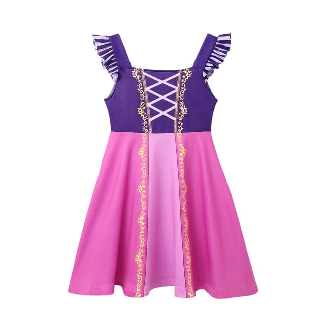 Summer Dress For Kids Girl Daily Printing Mermaid Parttern Patchwork Beach Holiday Casual Dresses Children Spring Clothes Cute
