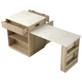 thumbnail image 4 of 82.6" Fluted Kitchen Island with Extendable Dining Table for 4-6, Island Table for Kitchen with Power Outlet, Kitchen Table with Double-Side Storage, 2 Drawers 2 Side Open Shelves, 4 of 13