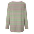 thumbnail image 5 of CaComMARK PI Women Clothes Casual Full Sleeve Round Neck Striped Tops T Shirt Loose Blouse Print Graphic Shirt todays daily deals, 5 of 5