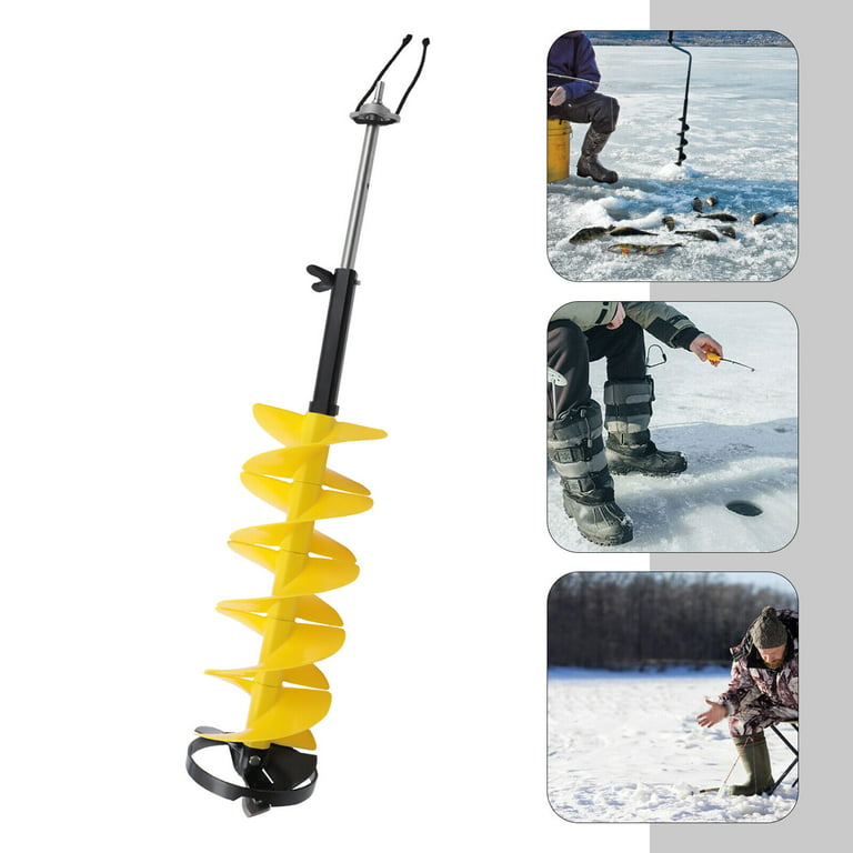 Miumaeov 8 inch Ice Auger Drill Bit Cordless Nylon Ice Drill Auger with Drill Adapter Ice Auger Bit with Centering Point Blade & Top Plate for Ice